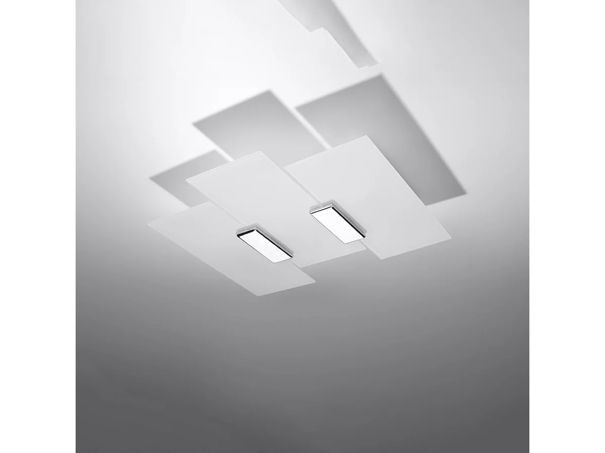 Plafondlampen Fabulario modern van  - 3 lichtbronnen 3000K - L.40 x H.7 cm - chroom/wit