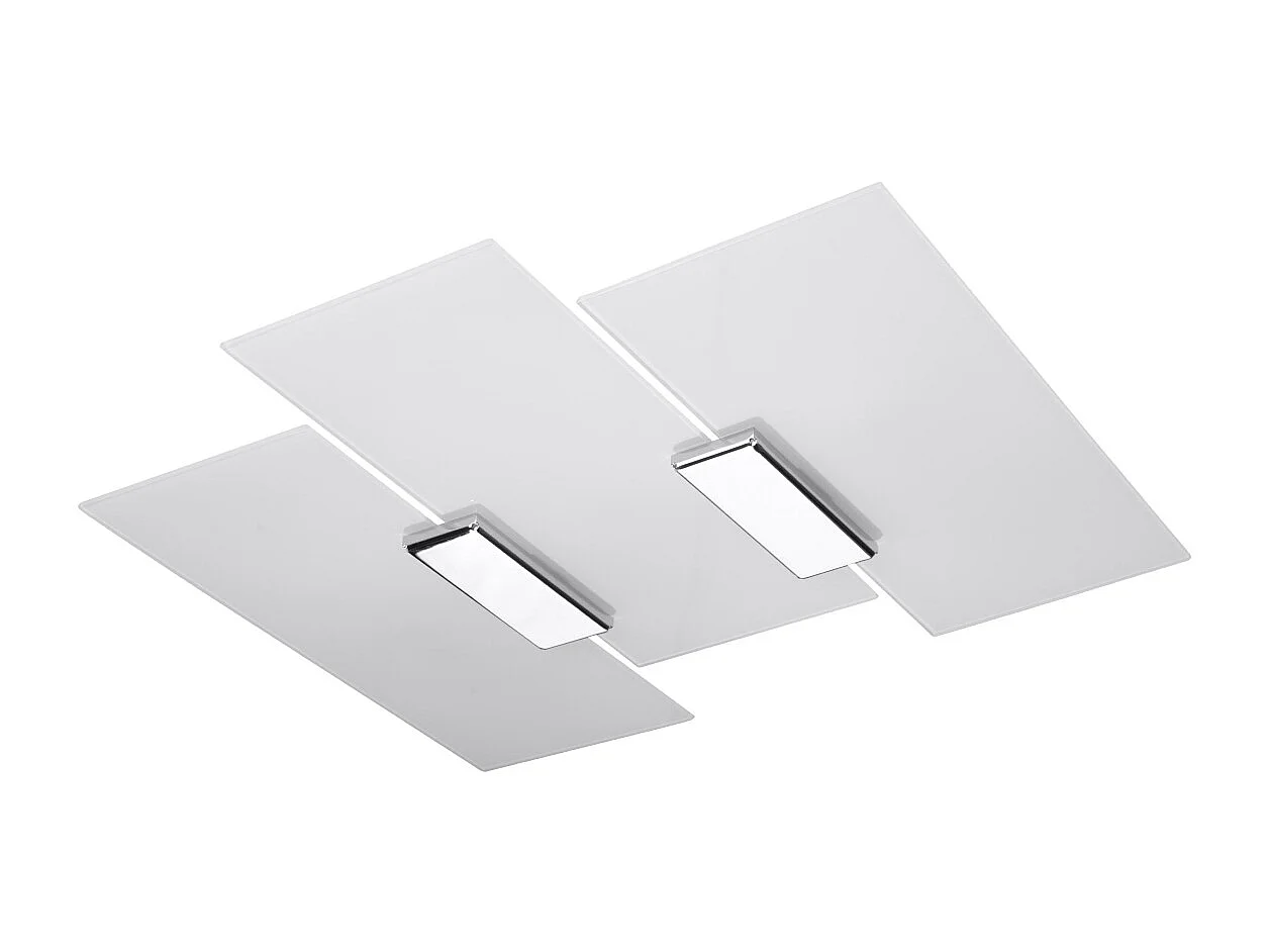 Plafondlampen Fabulario modern van  - 3 lichtbronnen 3000K - L.40 x H.7 cm - chroom/wit