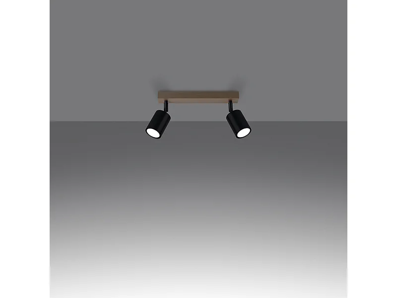 Plafondlampen Flare modern van  - 2 lichtbronnen 3000K - L.46 x H.17,5 cm - zwart hout