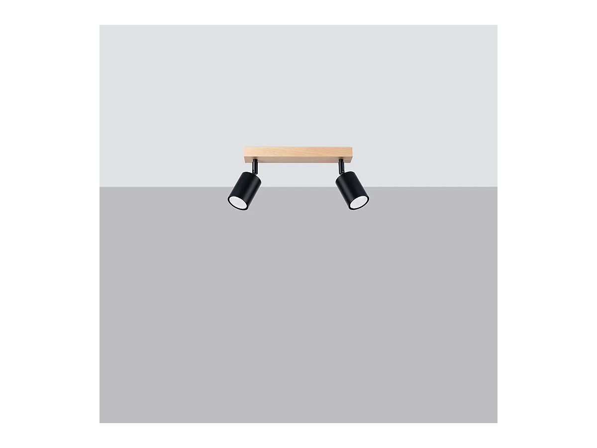 Plafondlampen Flare modern van  - 2 lichtbronnen 3000K - L.46 x H.17,5 cm - zwart hout