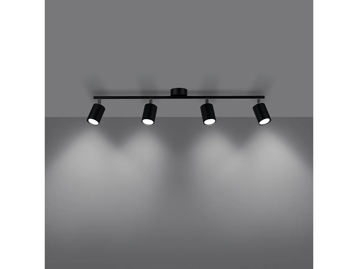 Plafondlampen Torim modern van  - 4 lichtbronnen 3000K - L.100 x H.20 cm - zwart