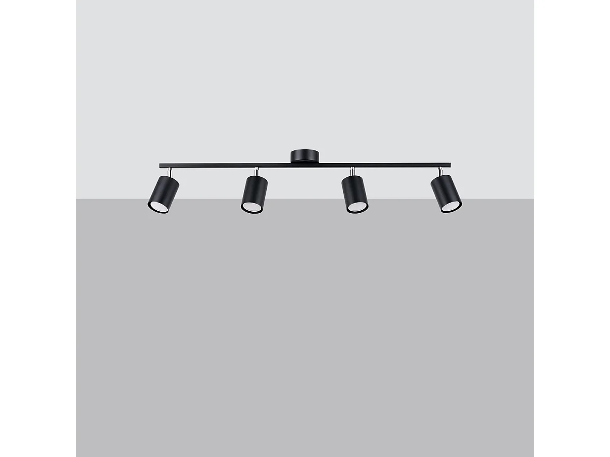 Luminárias de teto Torim moderno, aço - 4 fontes de luz 3000K - L.100 x H.20 cm - preto