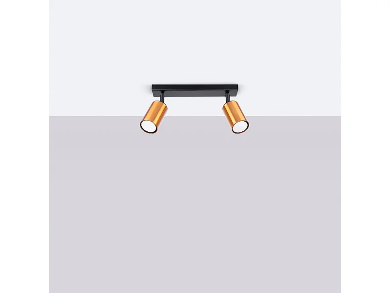 Plafondlampen Glois modern van  - 2 lichtbronnen 4000K - L.30 x H.18,5 cm - zwart/koper