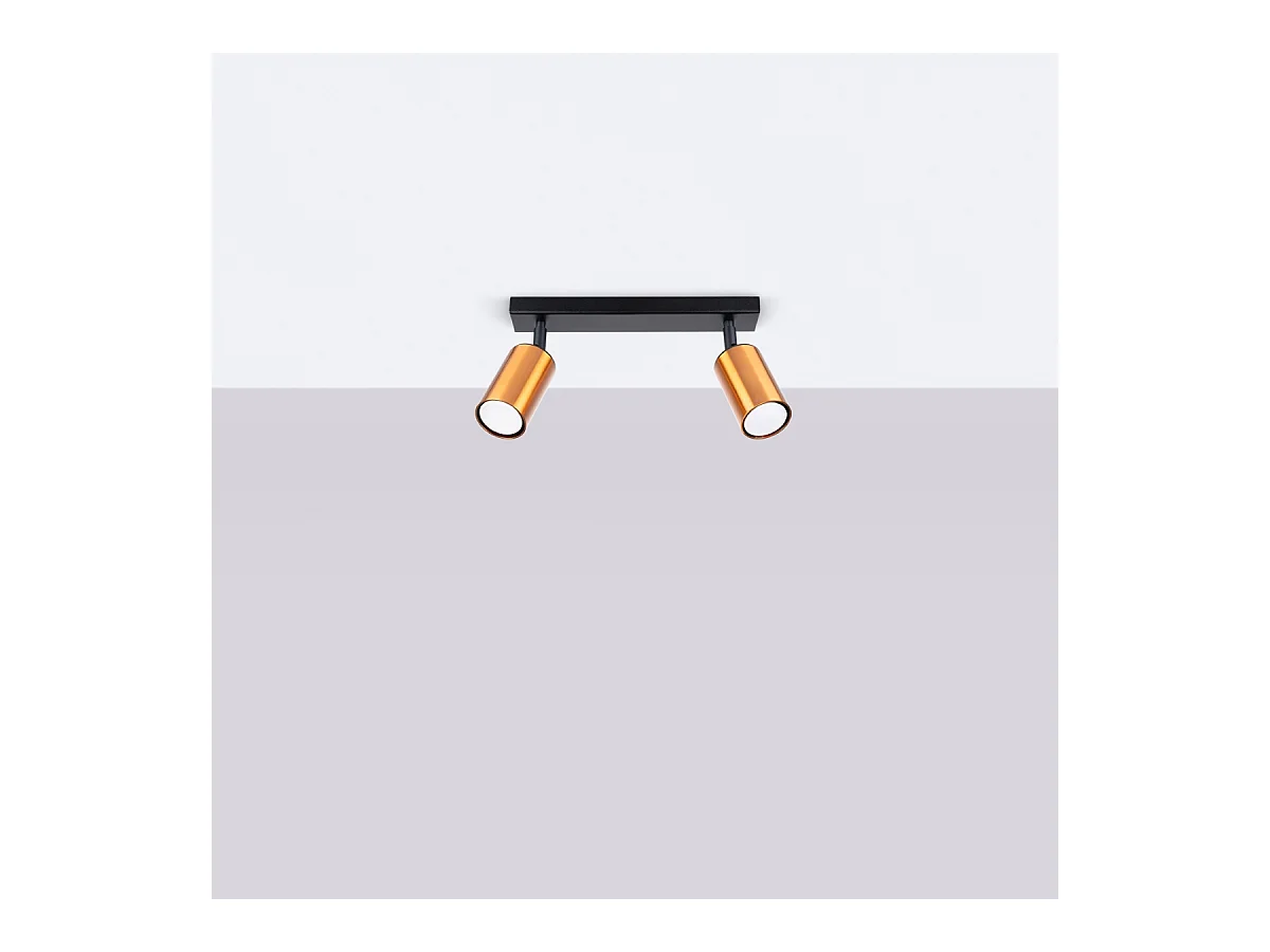 Plafondlampen Glois modern van  - 2 lichtbronnen 4000K - L.30 x H.18,5 cm - zwart/koper