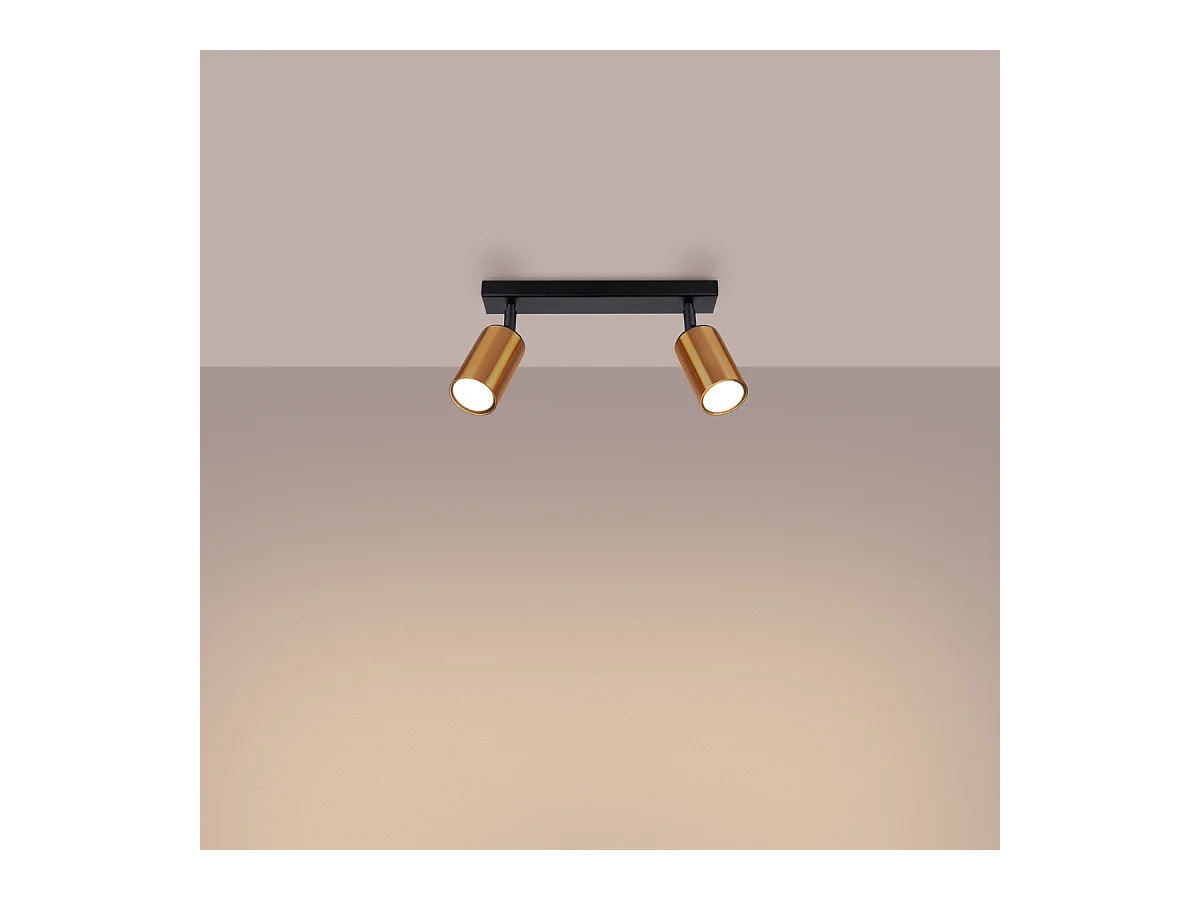 Plafondlampen Glois modern van  - 2 lichtbronnen 4000K - L.30 x H.18,5 cm - zwart/koper