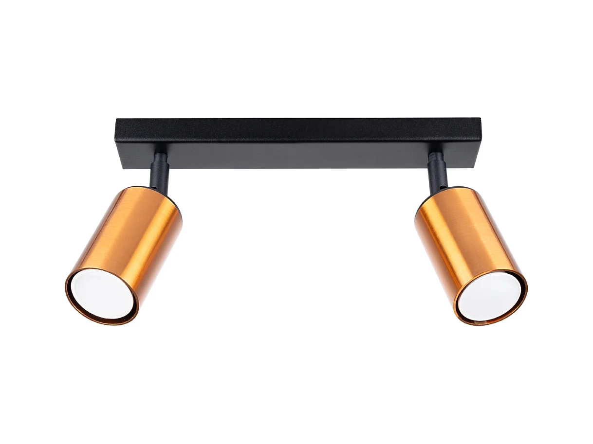 Plafondlampen Glois modern van  - 2 lichtbronnen 4000K - L.30 x H.18,5 cm - zwart/koper