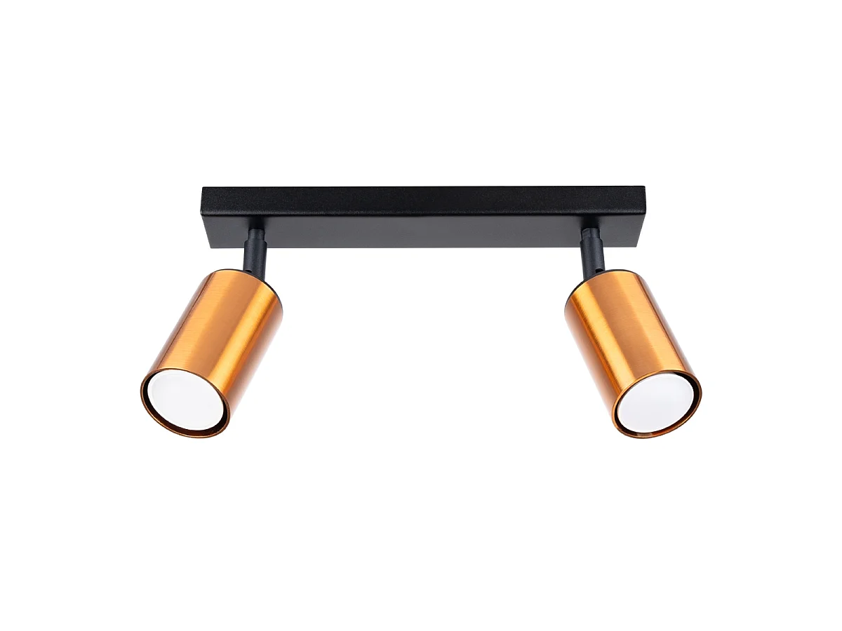 Lámparas de techo Glois moderno de acero - 2 fuentes luminosas 4000K - L.30 x A.18,5 cm - negro/cobre