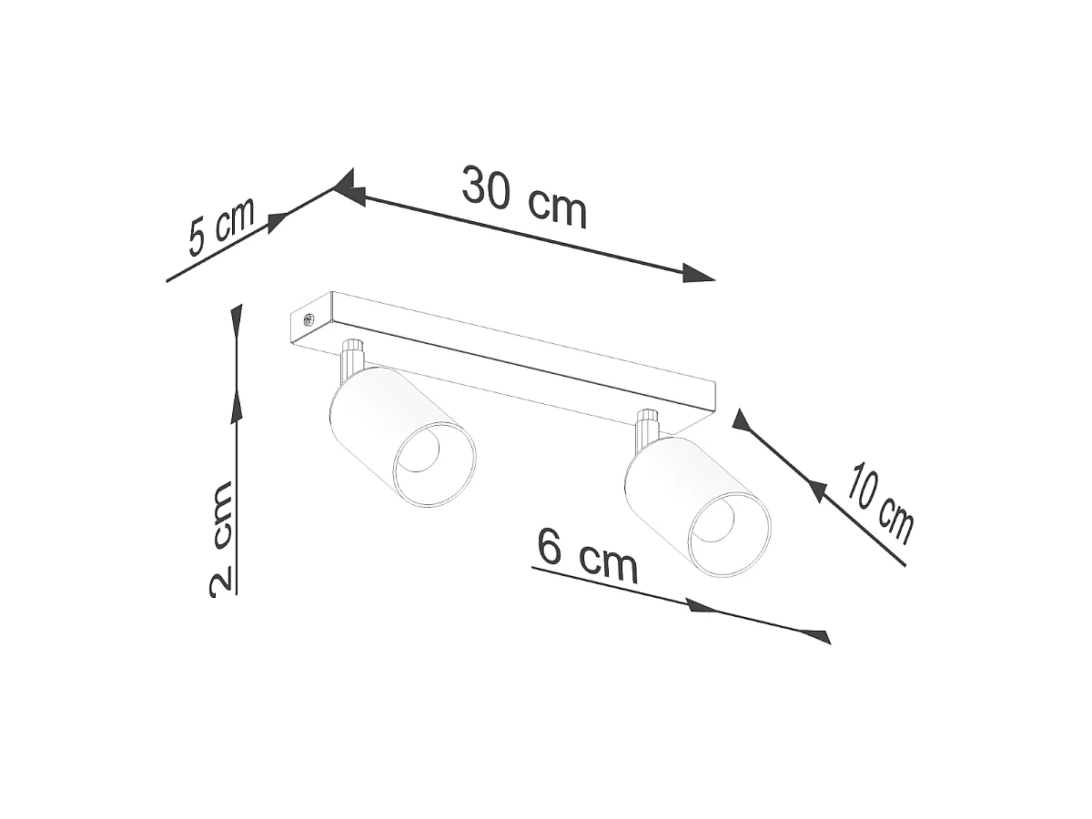 Lámparas de techo Glois moderno de acero - 2 fuentes luminosas 4000K - L.30 x A.18,5 cm - negro/cobre