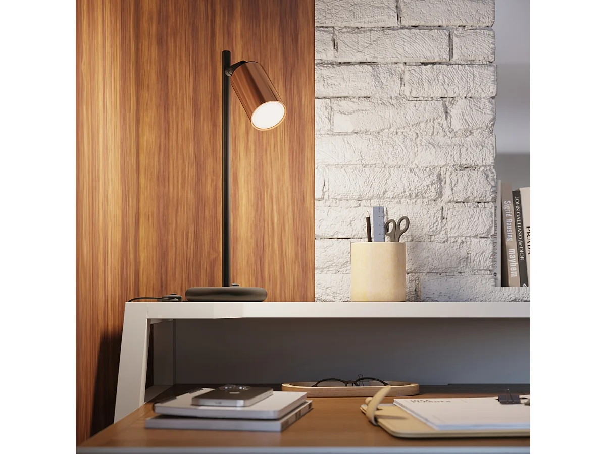 Lámparas de techo Glois moderno de acero - 2 fuentes luminosas 4000K - L.30 x A.18,5 cm - negro/cobre