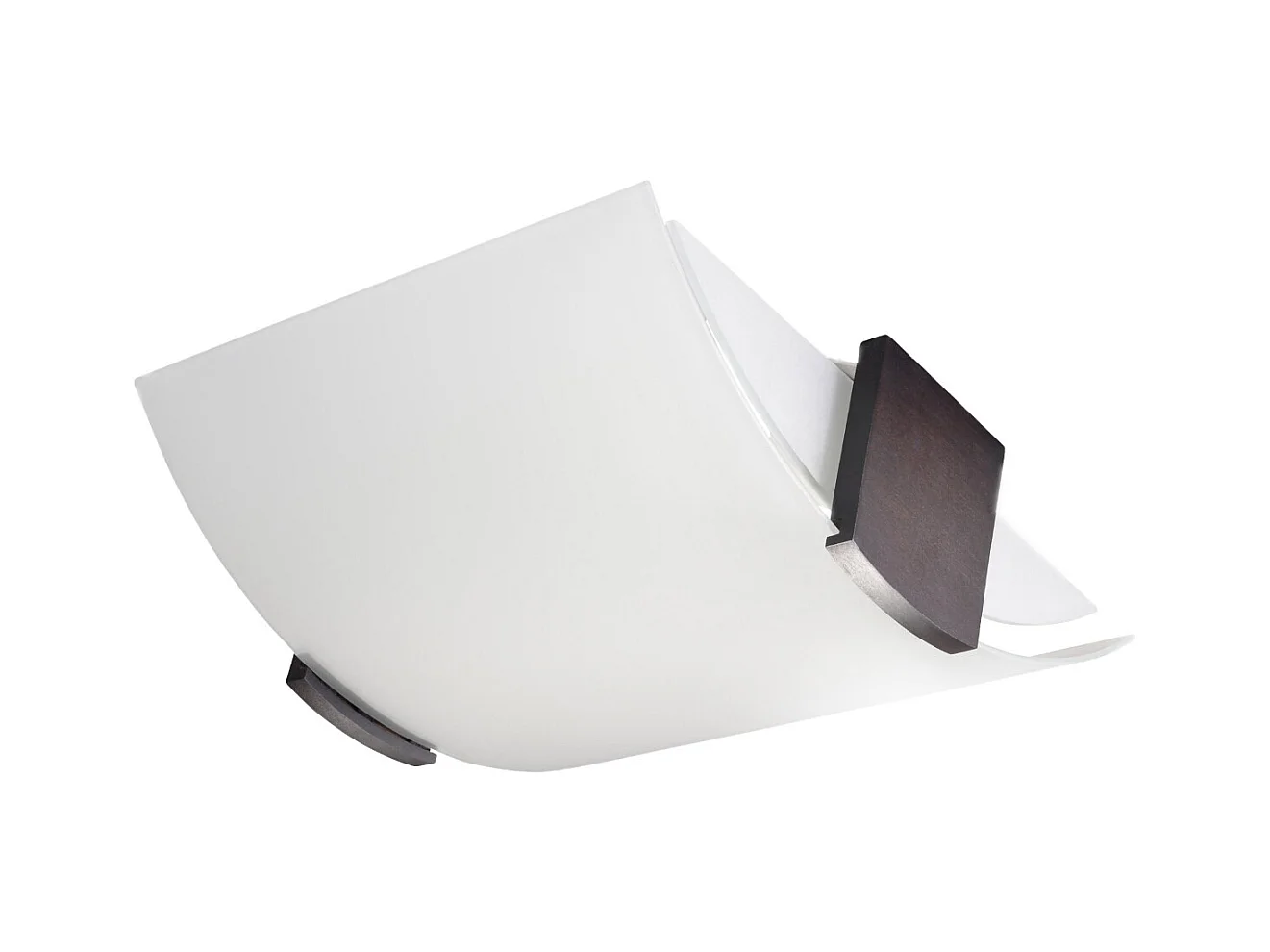 Luminárias de teto Nerilo moderno, madeira/vidro - 2 fontes de luz 3000K - L.30 x H.14 cm - wengé/branco