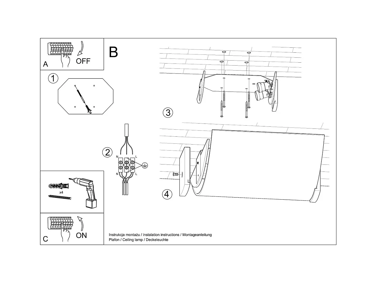 Luminárias de teto Nerilo moderno, madeira/vidro - 2 fontes de luz 3000K - L.30 x H.14 cm - wengé/branco