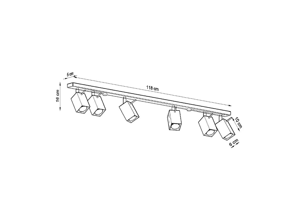 Luminárias de teto Briow moderno, aço - 6 fontes de luz 3000K - L.118 x H.16 cm - branco