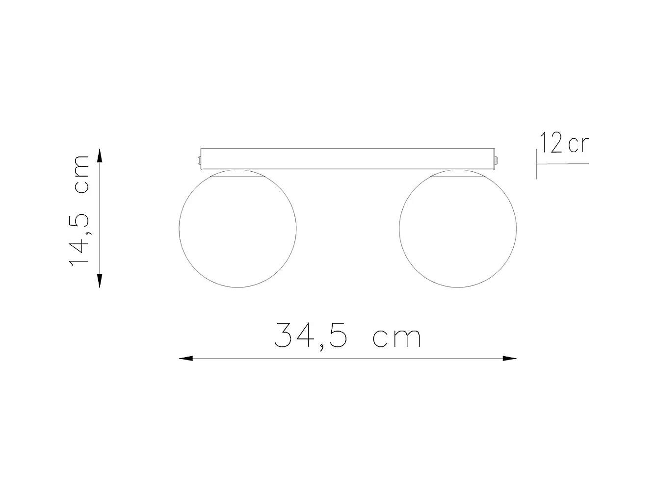 Deckenlampen Zynfi modern aus  Stahl/Glas - 2 lichtquellen 3000K - L.34,5 x H. cm - Schwarz