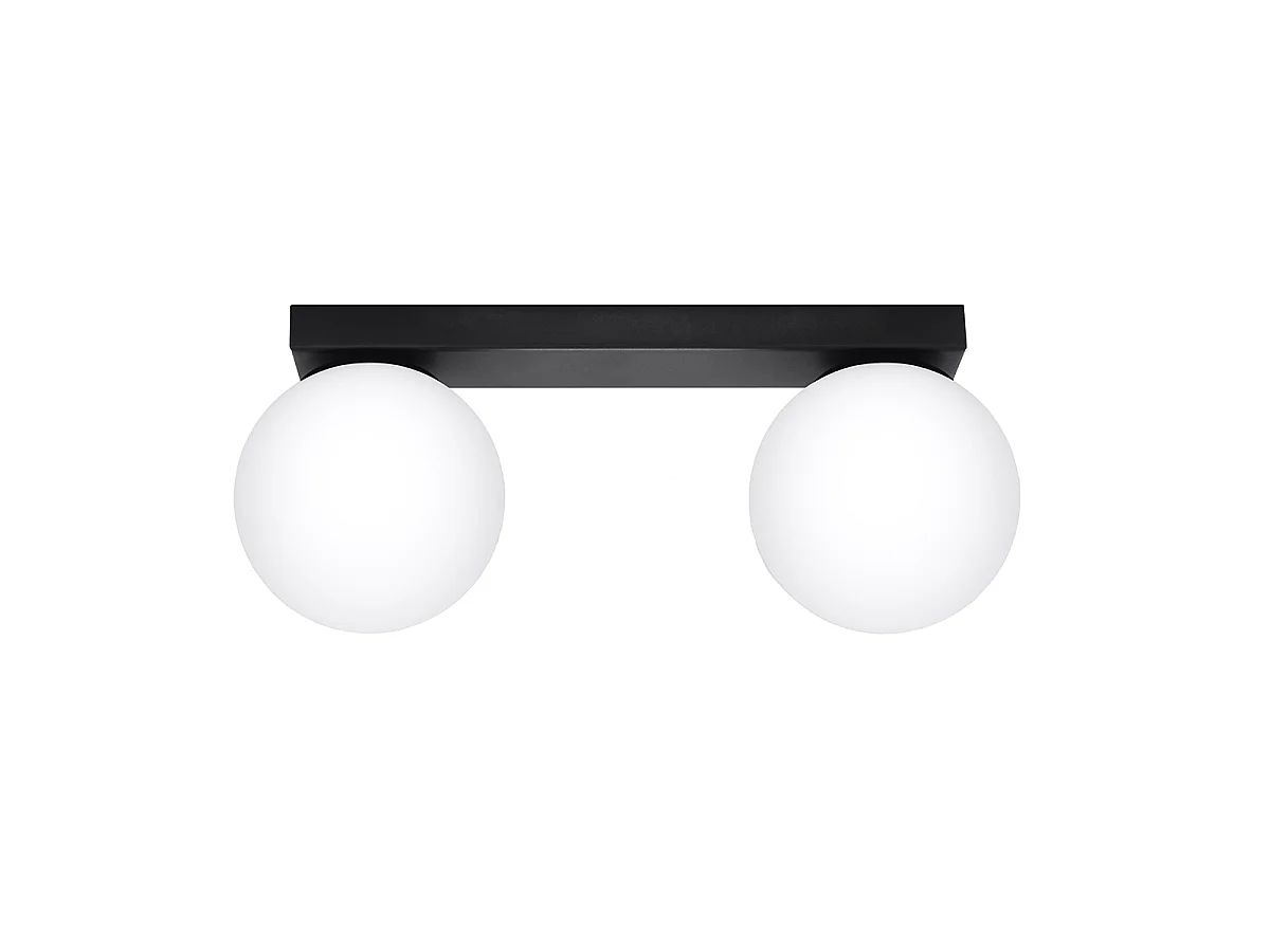 Luminárias de teto Zynfi moderno, aço/vidro - 2 fontes de luz 3000K - L.34.5 x H.14.5 cm - preto