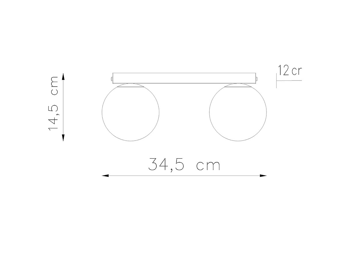 Luminárias de teto Zynfi moderno, aço/vidro - 2 fontes de luz 3000K - L.34.5 x H.14.5 cm - preto