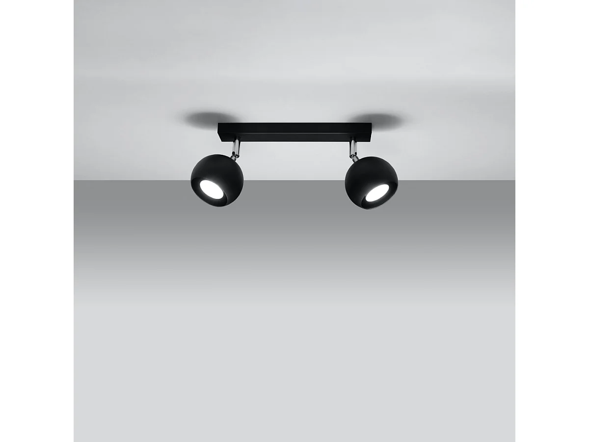 Plafony nowoczesny Rayis, stal - 2 źródło światła 3000K - L.30 x H.16 cm - czarny