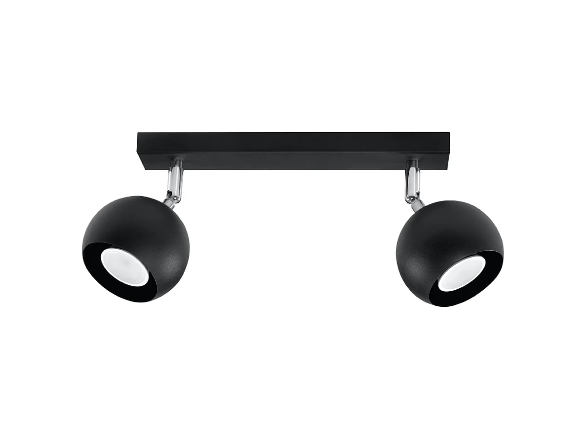 Luminárias de teto Rayis moderno, aço - 2 fontes de luz 3000K - L.30 x H.16 cm - preto