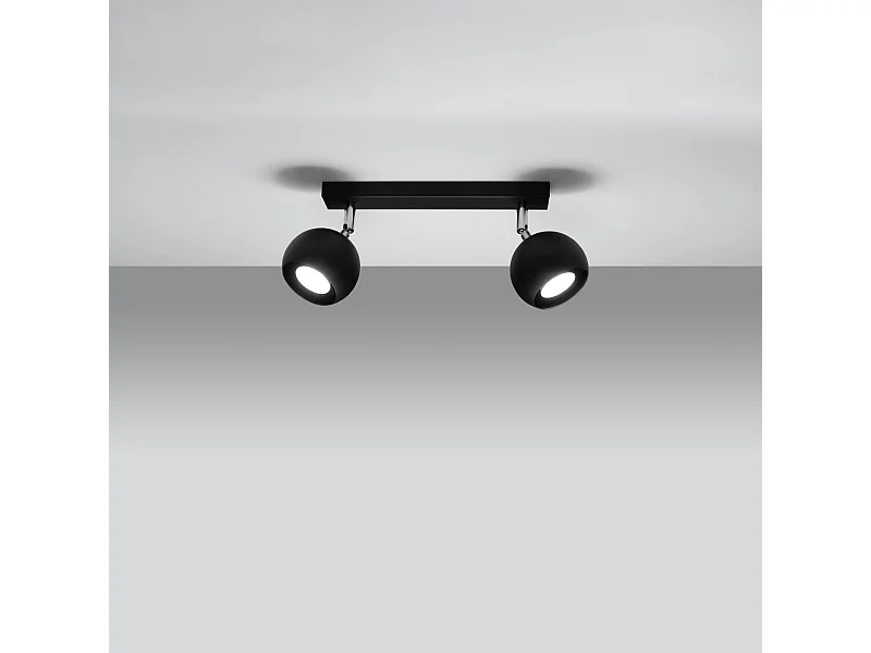 Plafonniers Rayis moderne en acier - 2 sources lumineuses 3000K - L.30 x H.16 cm - noir