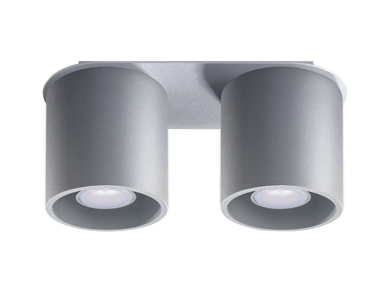 Lámparas de techo Celeris moderno de aluminio - 2 fuentes luminosas 3000K - L.26 x A.12 cm - gris