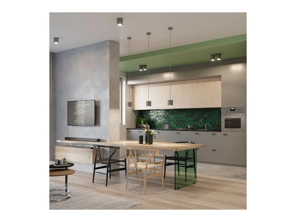 Lámparas de techo Celeris moderno de aluminio - 2 fuentes luminosas 3000K - L.26 x A.12 cm - gris