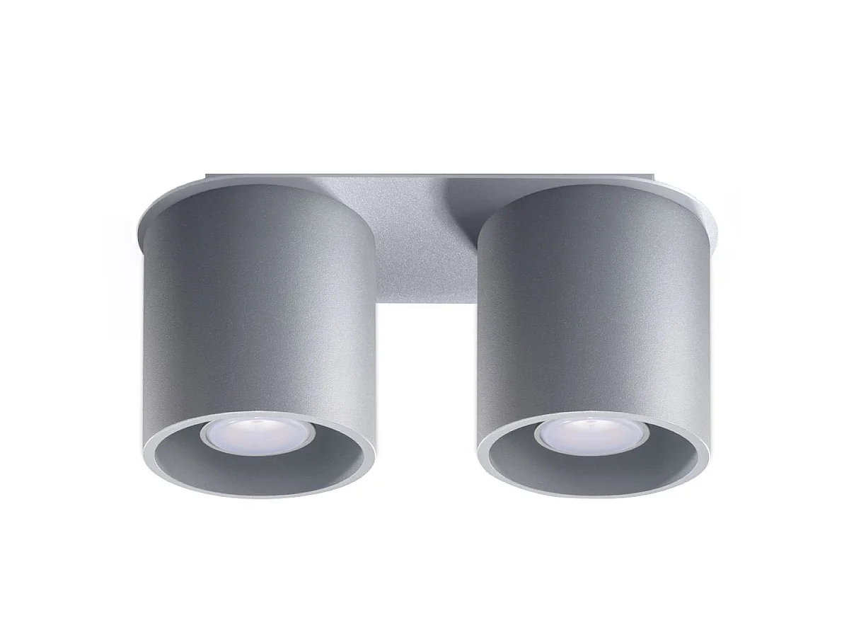 Luminárias de teto Celeris moderno, alumínio - 2 fontes de luz 3000K - L.26 x H.12 cm - cinza