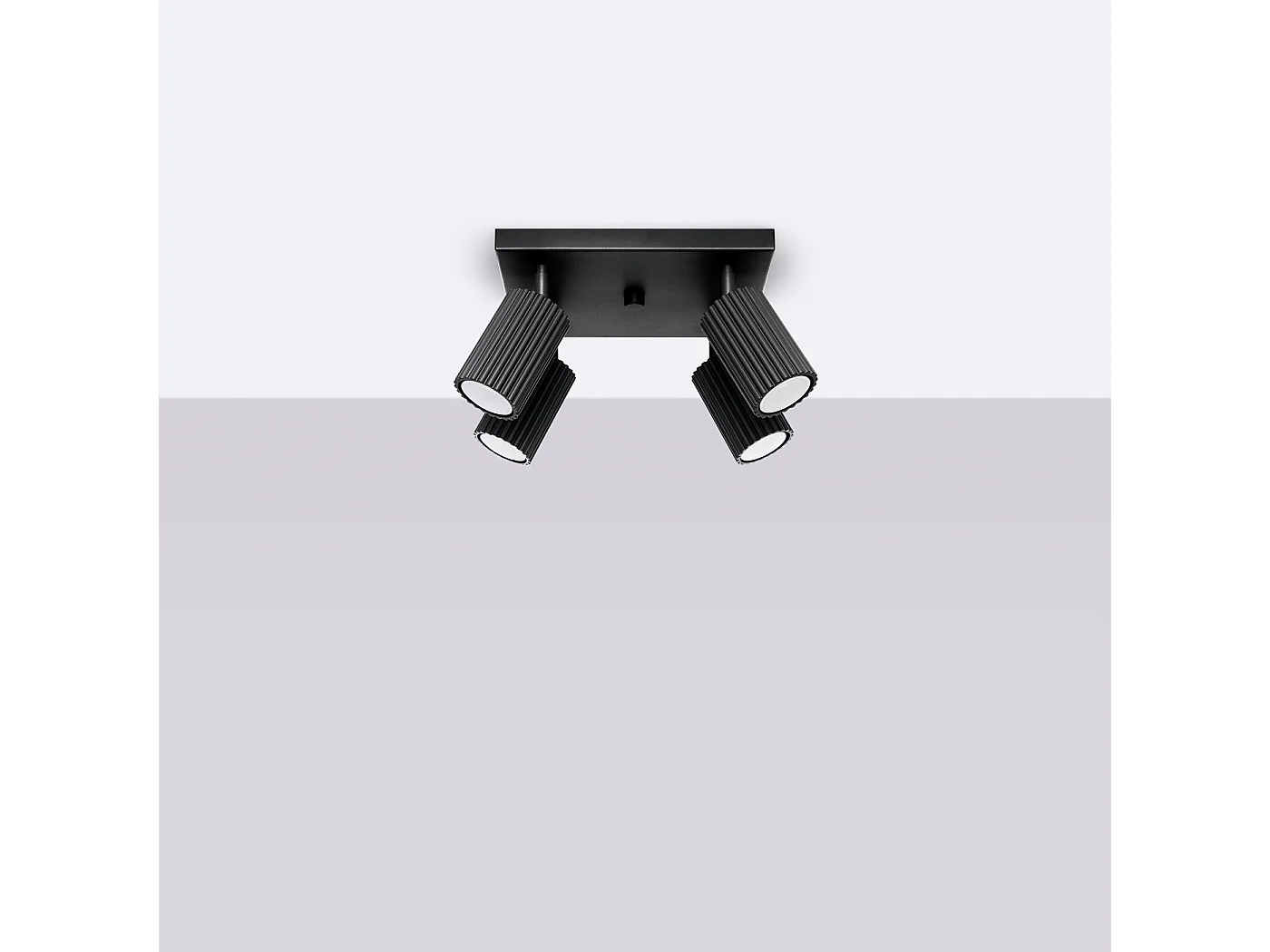 Plafonnier Gloow minimaliste en aluminium - 4 sources lumineuses 3000K - L.25 x H.16,5 cm - noir