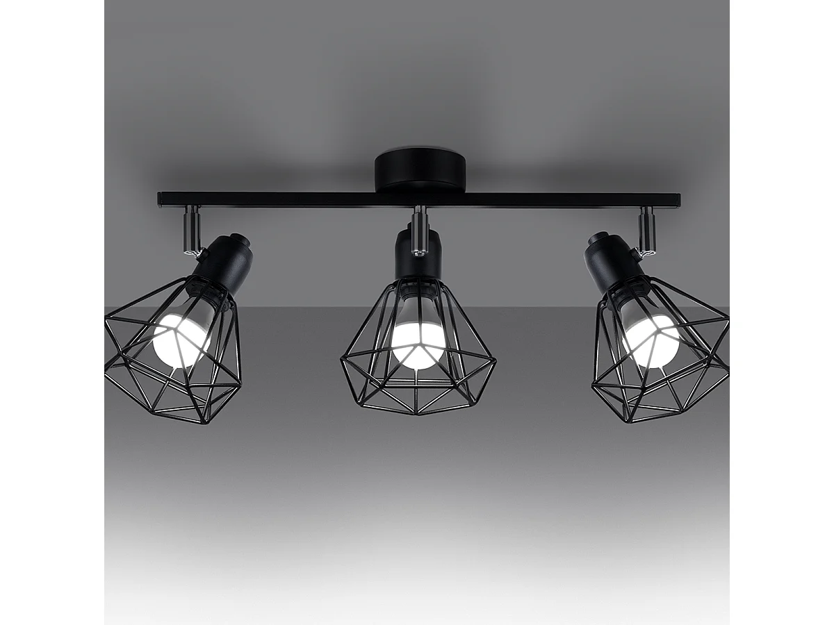 Luminárias de teto Lunova moderno, aço - 3 fontes de luz 3000K - L.52 x H.19 cm - preto