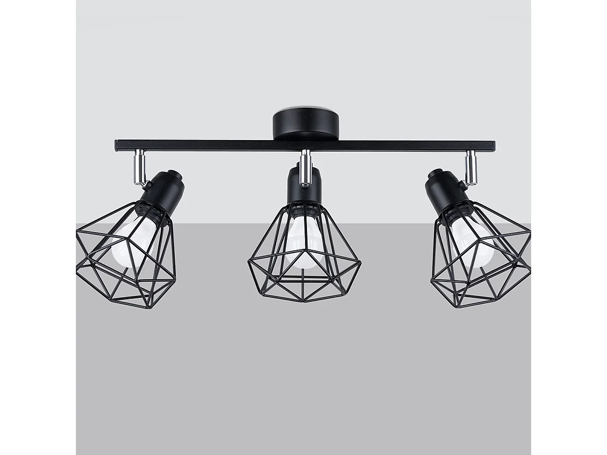 Luminárias de teto Lunova moderno, aço - 3 fontes de luz 3000K - L.52 x H.19 cm - preto