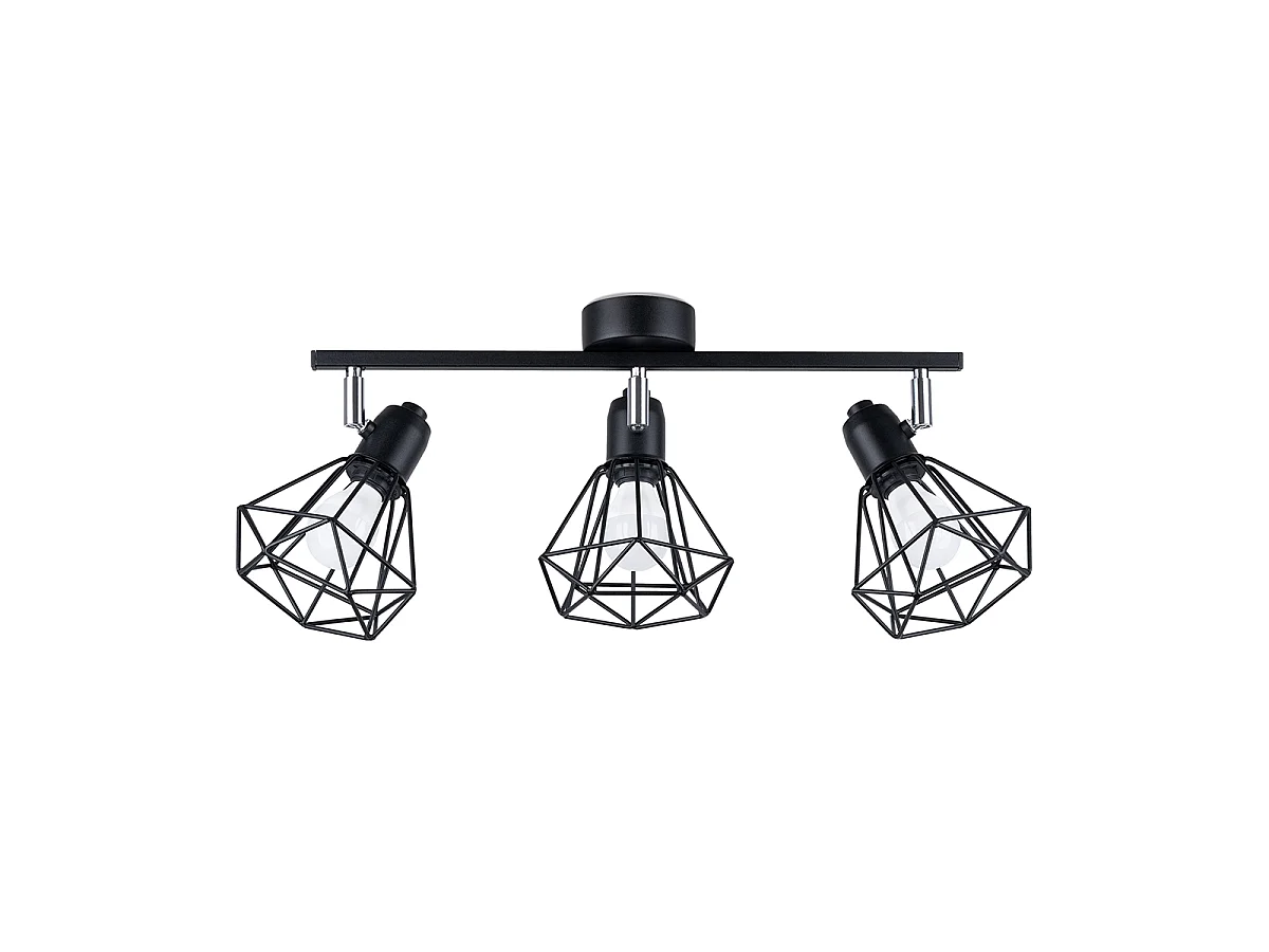 Luminárias de teto Lunova moderno, aço - 3 fontes de luz 3000K - L.52 x H.19 cm - preto