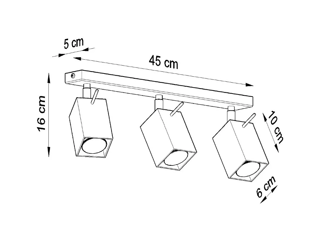 Plafonniers Briow moderne en acier - 3 sources lumineuses 3000K - L.45 x H.16 cm - noir