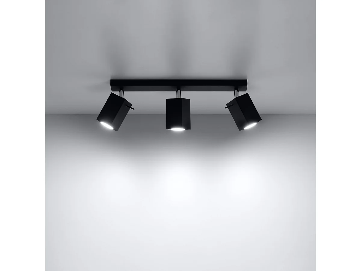 Plafonniers Briow moderne en acier - 3 sources lumineuses 3000K - L.45 x H.16 cm - noir