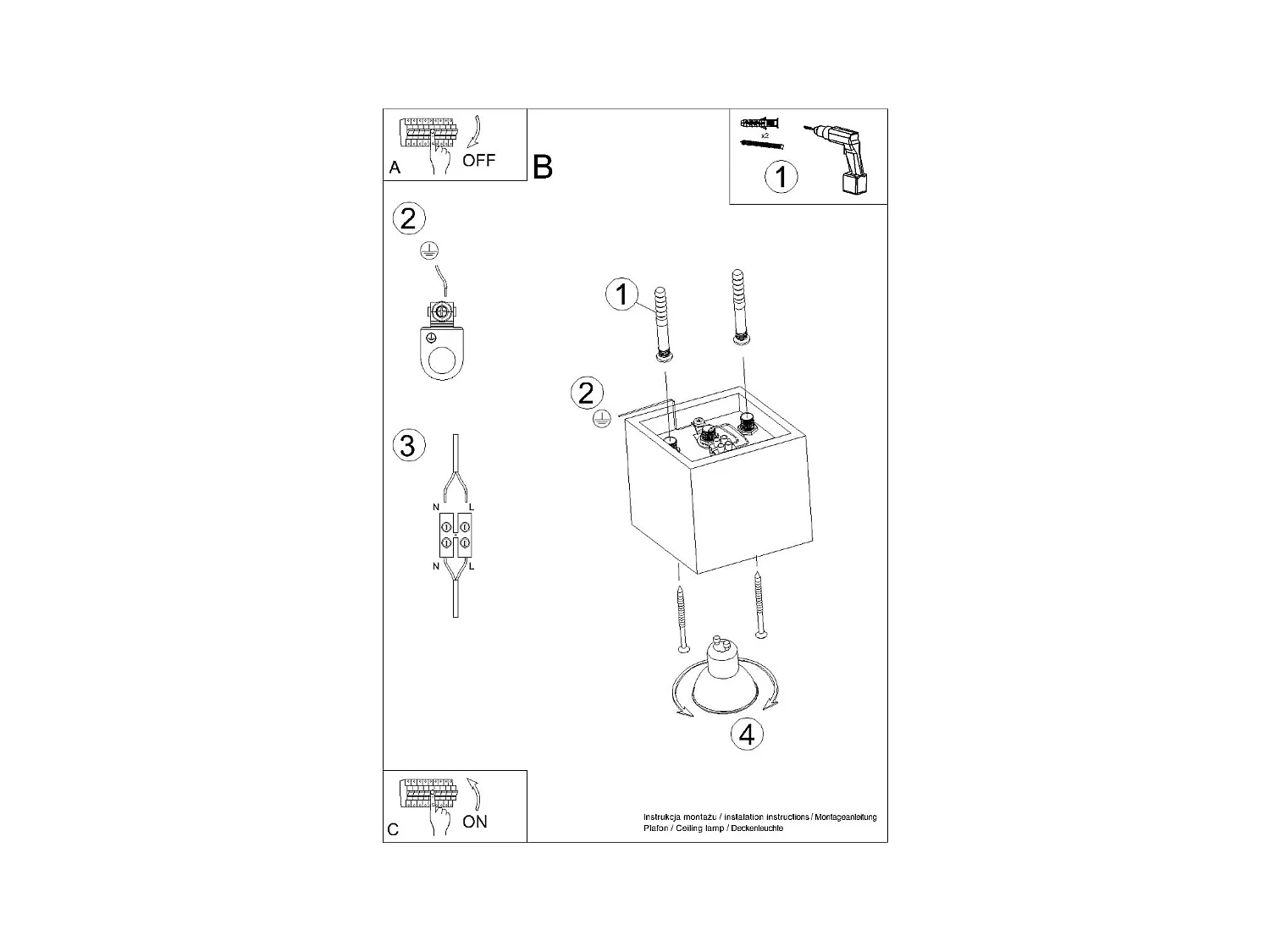 Lámparas de techo Quadx moderno de aluminio - 1 fuentes luminosas 3000K - L.10 x A.10 cm - gris