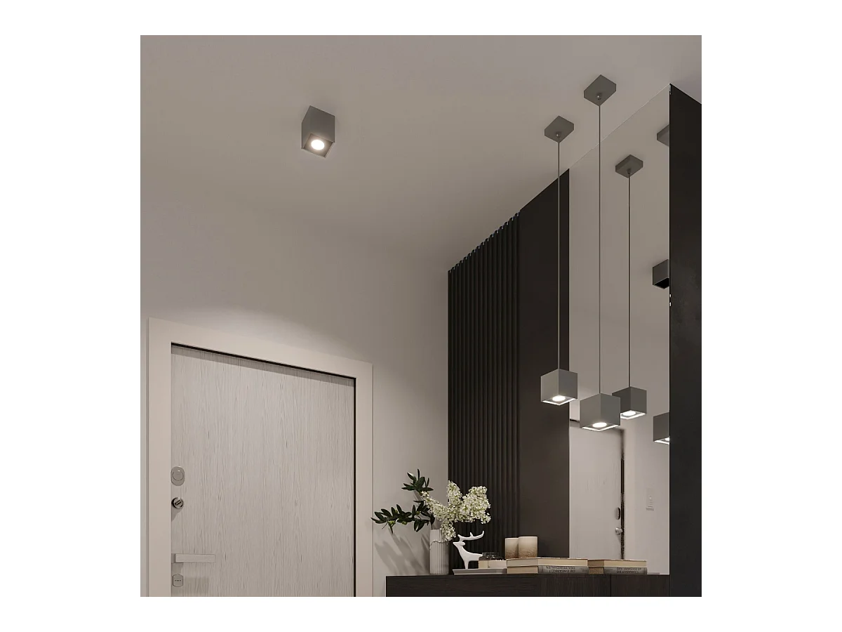 Lámparas de techo Quadx moderno de aluminio - 1 fuentes luminosas 3000K - L.10 x A.10 cm - gris