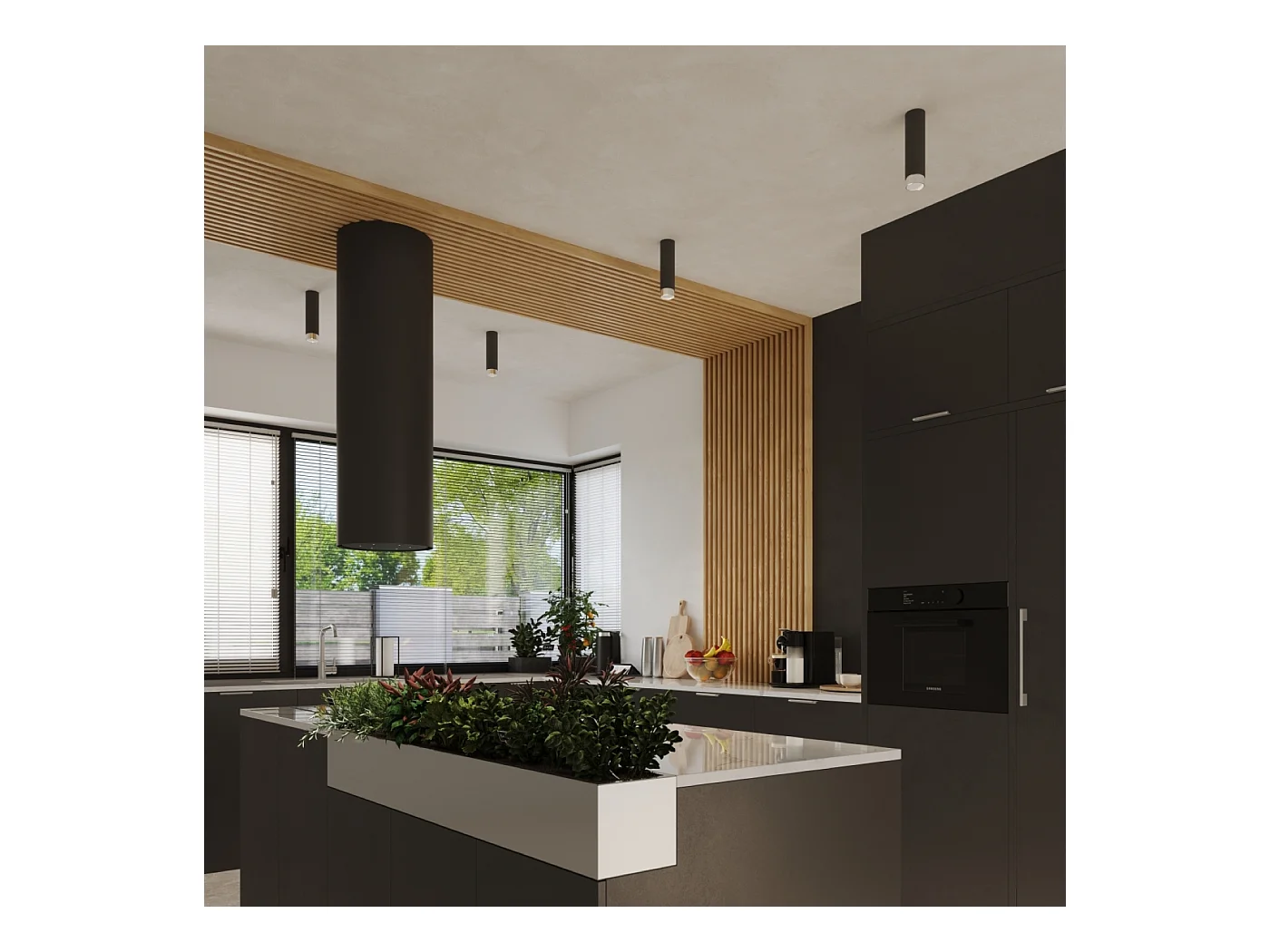 Plafonnier Alvor moderne en acier - 1 sources lumineuses 3000K - L.6 x H.22,5 cm - noir/chromé