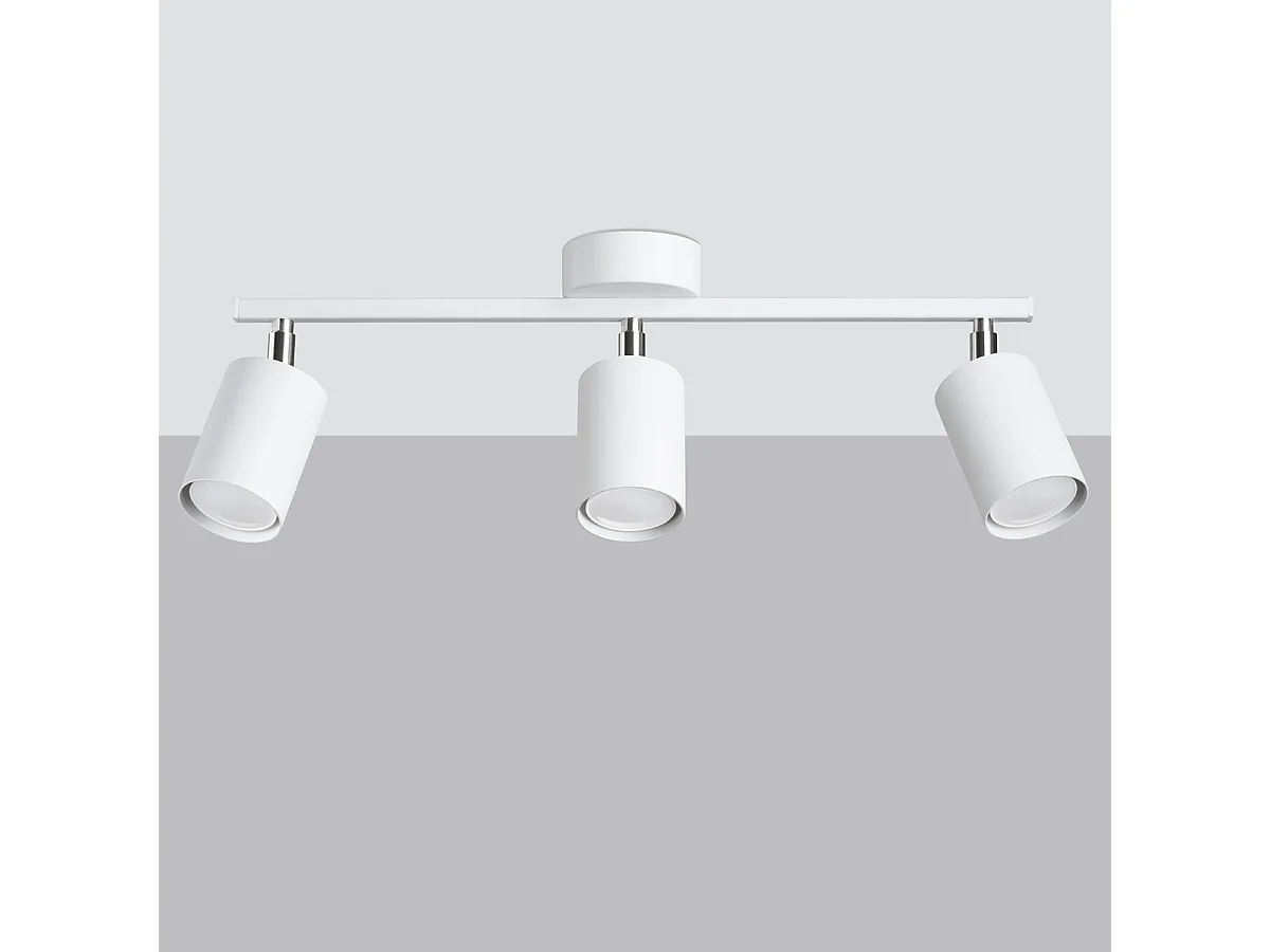 Plafonniers Torim minimaliste en acier - 3 sources lumineuses 3000K - L.46 x H.20 cm - blanc