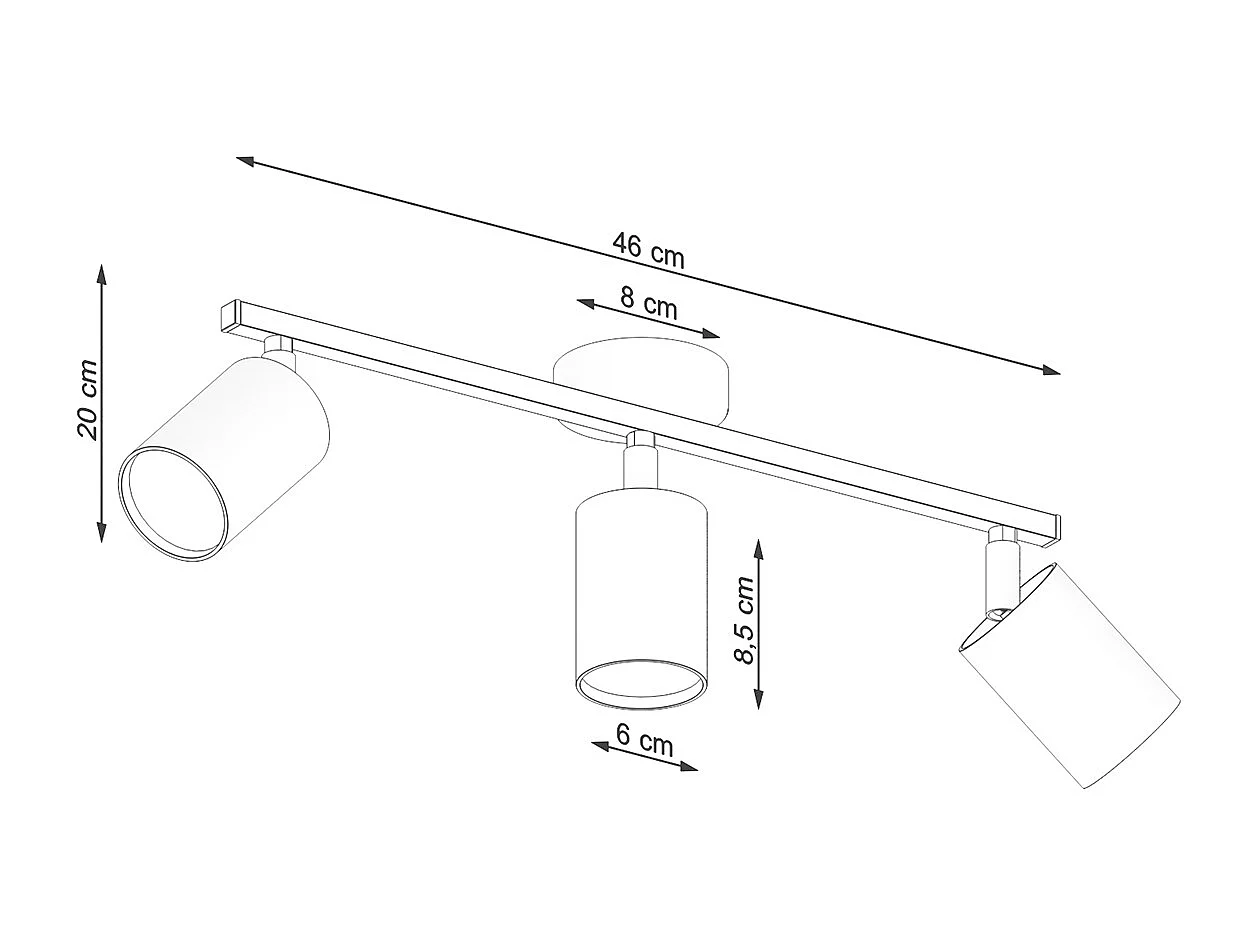 Plafonniers Torim minimaliste en acier - 3 sources lumineuses 3000K - L.46 x H.20 cm - blanc