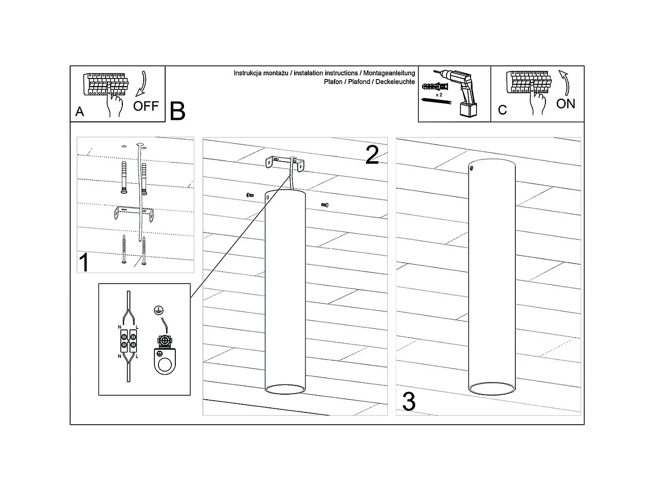 Plafondlampen Toris modern van  - 1 lichtbronnen 3000K - L.6 x H.30 cm - gouden glans