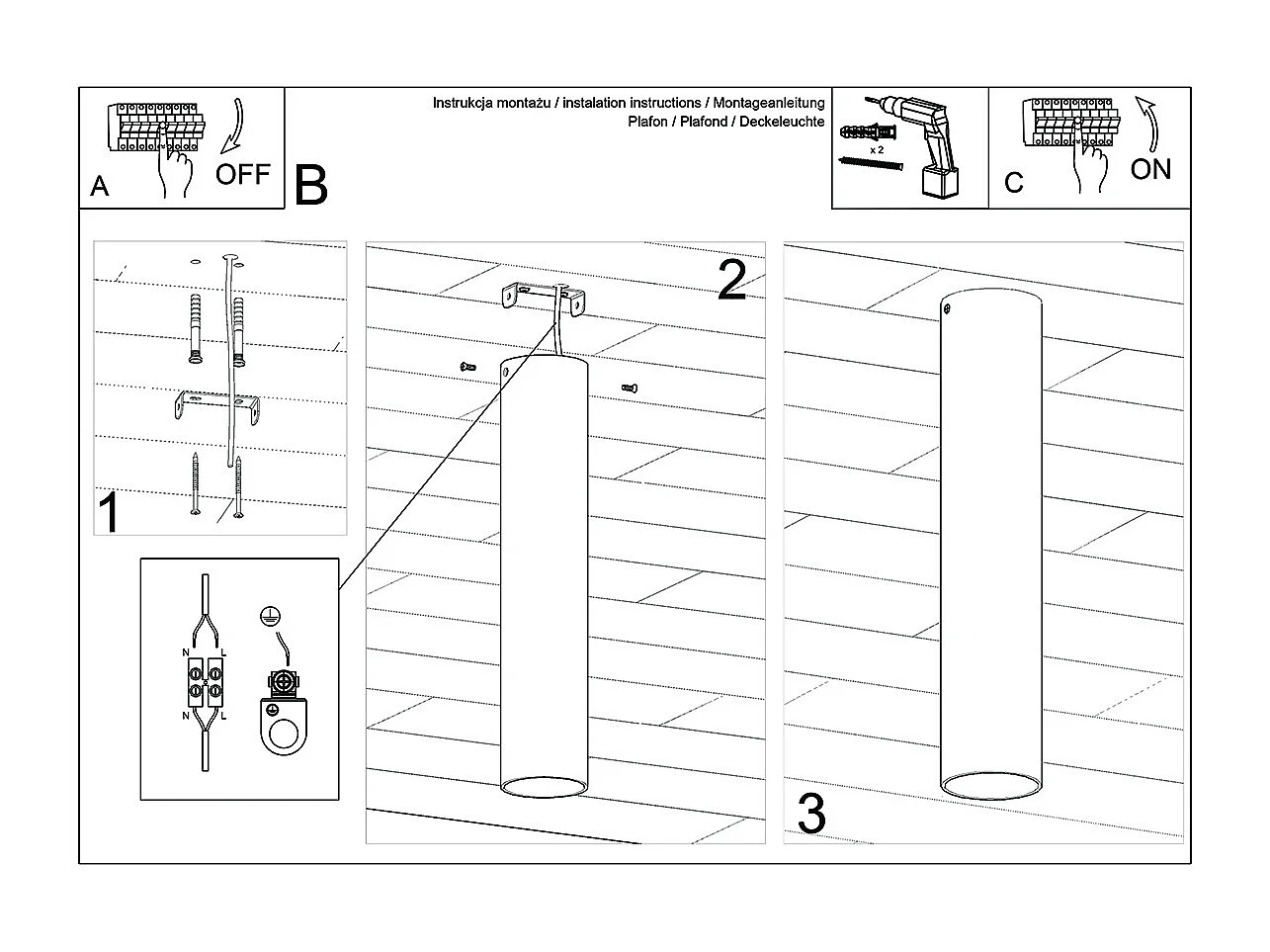 Plafonniers Toris moderne en acier - 1 sources lumineuses 3000K - L.6 x H.30 cm - éclat doré