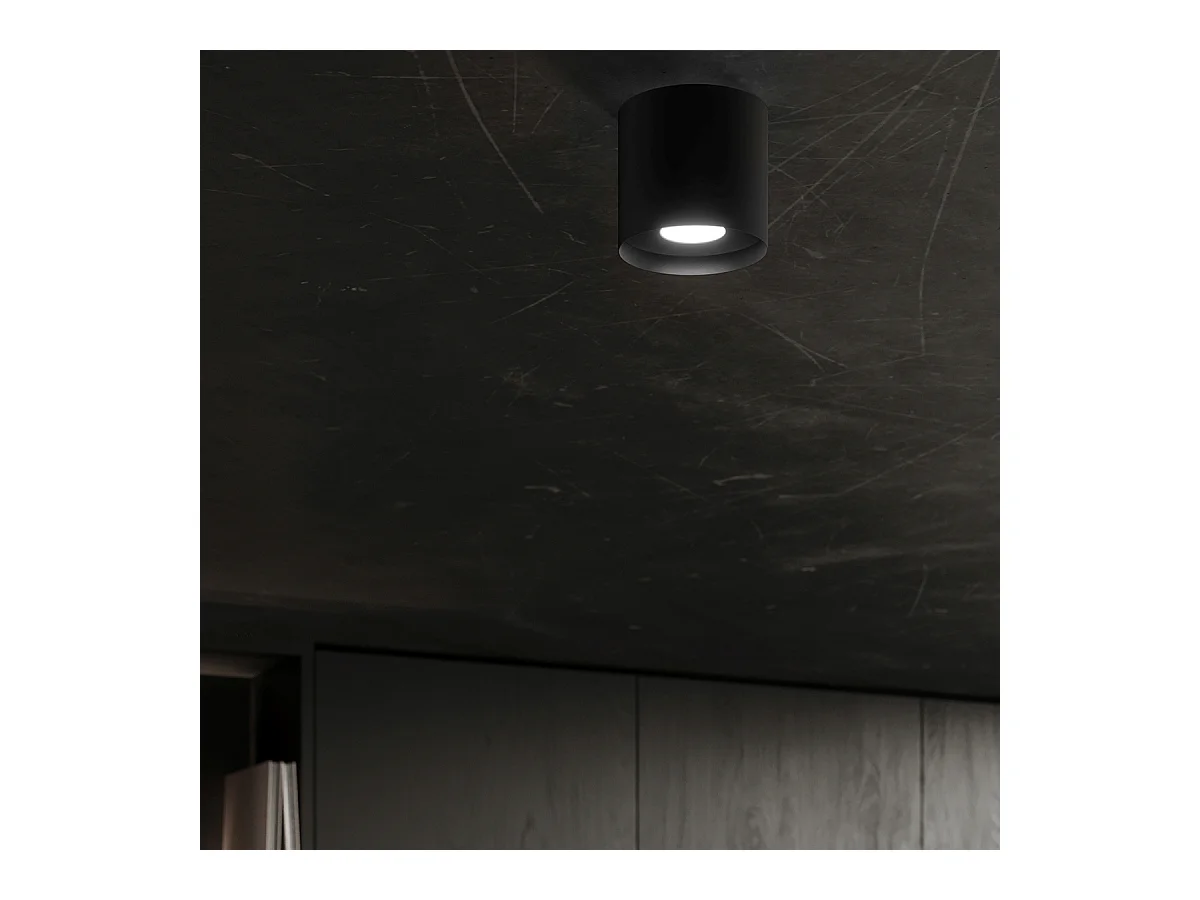 Plafondlampen Shiis minimalistisch van  - 1 lichtbronnen 3000K - L.12 x H.11 cm - zwart