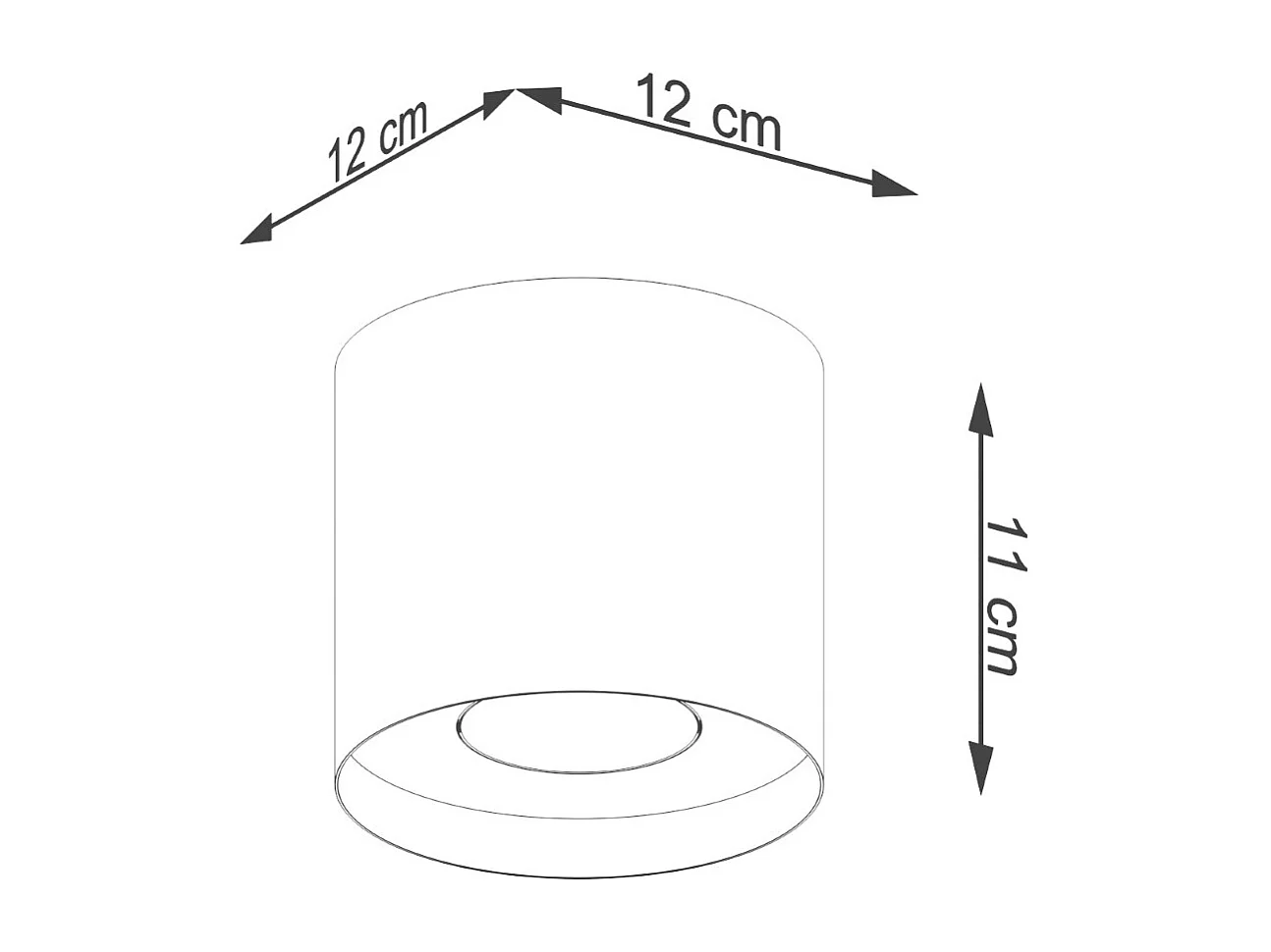 Plafonniers Shiis minimaliste en aluminium - 1 sources lumineuses 3000K - L.12 x H.11 cm - noir