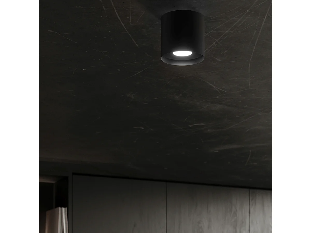 Plafonniers Shiis minimaliste en aluminium - 1 sources lumineuses 3000K - L.12 x H.11 cm - noir