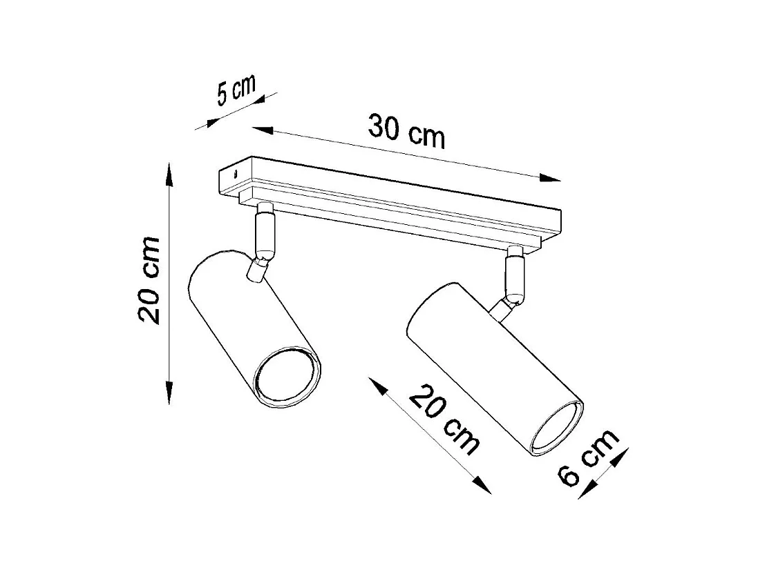 Plafondlampen Invicta modern van  - 2 lichtbronnen 3000K - L.30 x H.20 cm - zwart