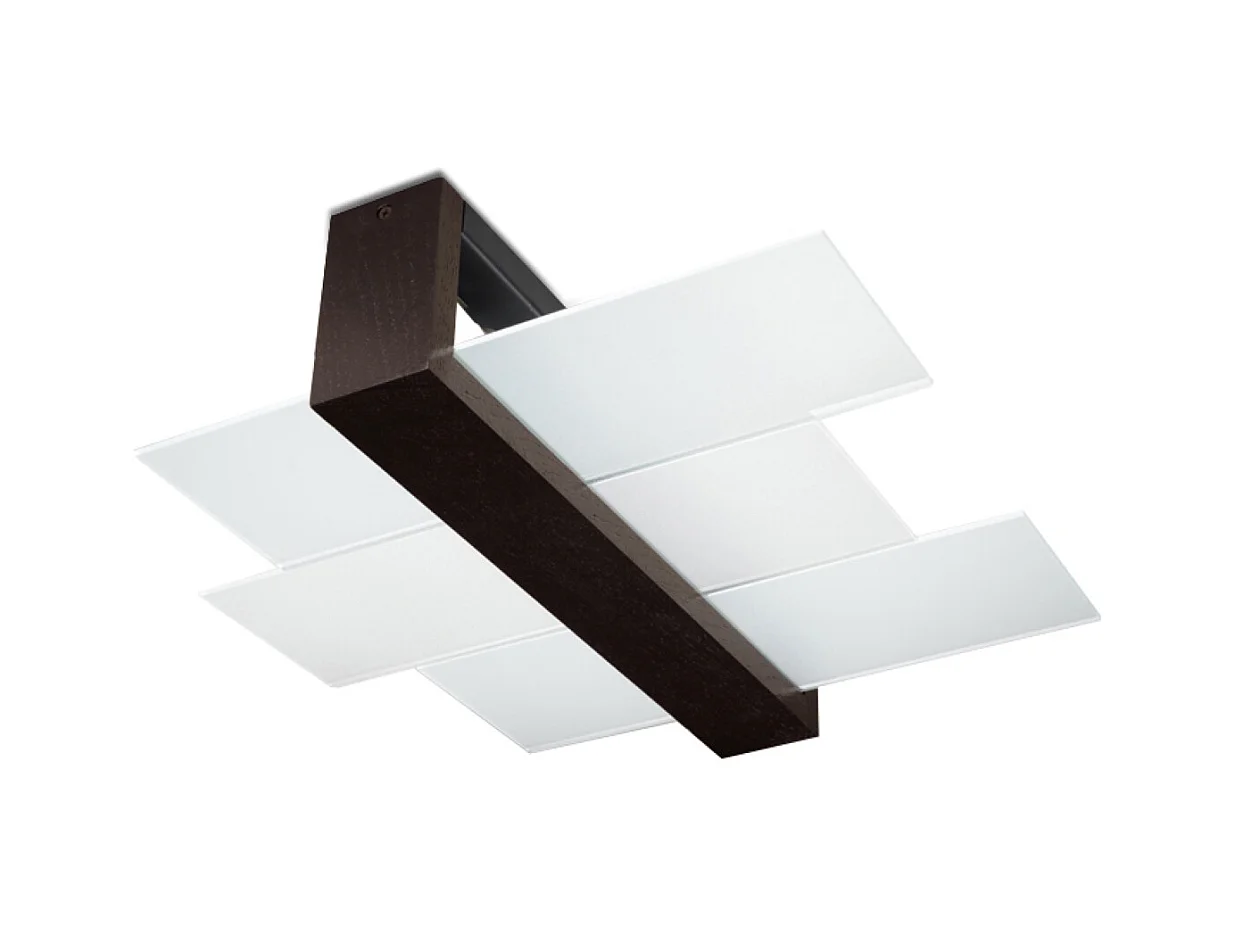 Plafonniers Ignis scandinave en bois/verre - 2 sources lumineuses 3000K - L.43 x H.12 cm - wengé