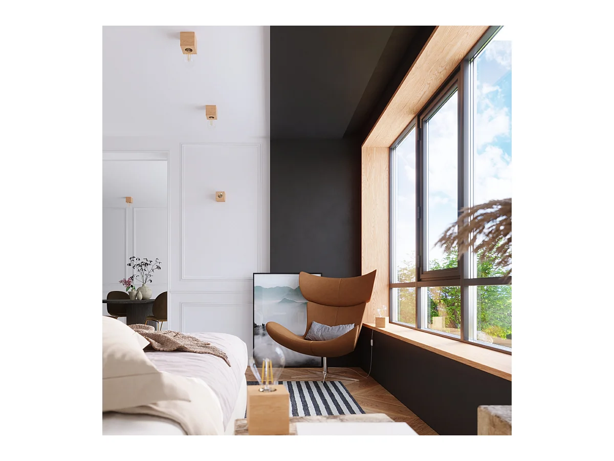 Lampade da soffitto Zxina scandinavo di legna - 1 sorgenti luminose 3000K - L.10 x A.10 cm - legno naturale