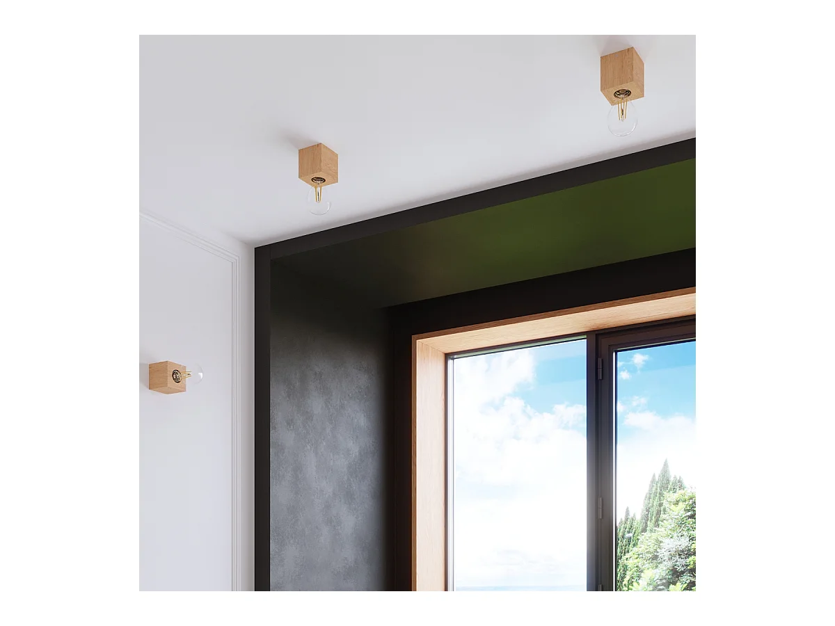 Lampade da soffitto Zxina scandinavo di legna - 1 sorgenti luminose 3000K - L.10 x A.10 cm - legno naturale