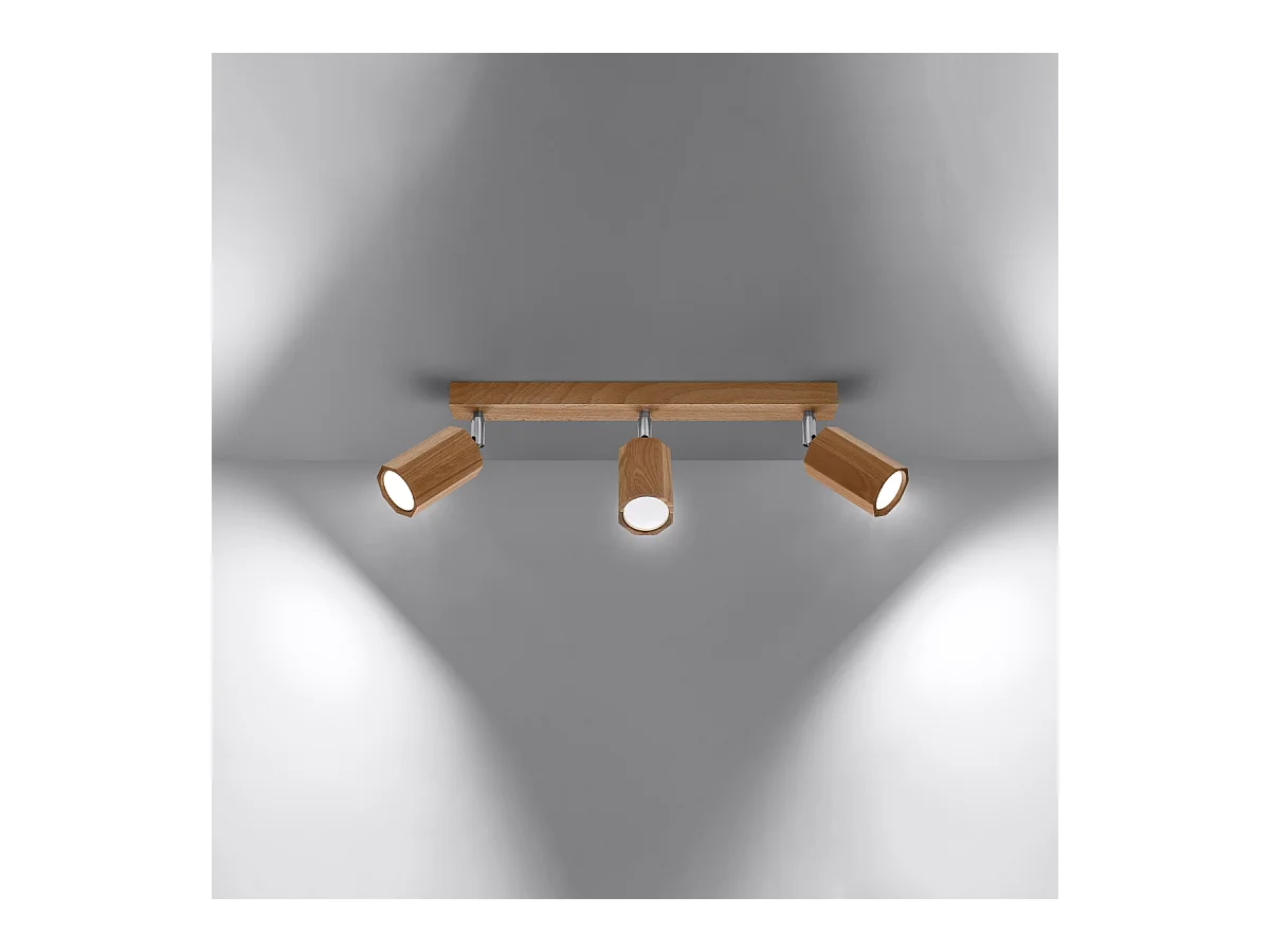 Plafonniers Xenor scandinave en bois - 3 sources lumineuses 3000K - L.45 x H.20 cm - chêne
