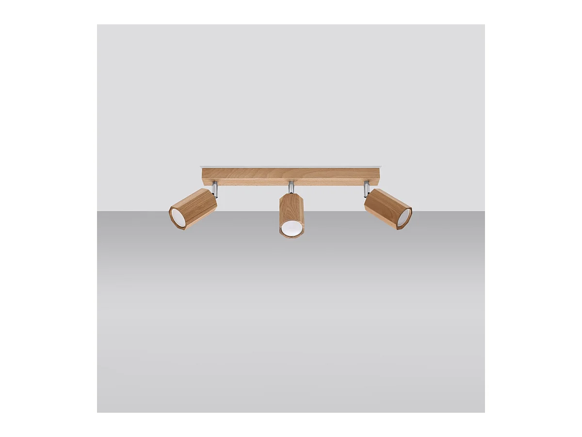 Plafonniers Xenor scandinave en bois - 3 sources lumineuses 3000K - L.45 x H.20 cm - chêne
