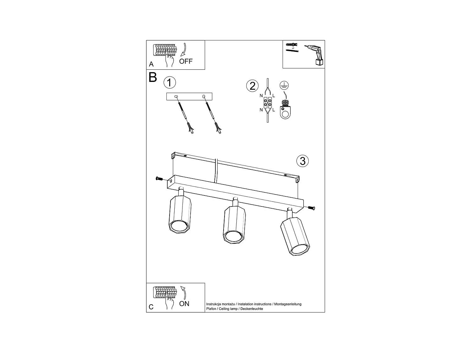 Plafonniers Xenor scandinave en bois - 3 sources lumineuses 3000K - L.45 x H.20 cm - chêne