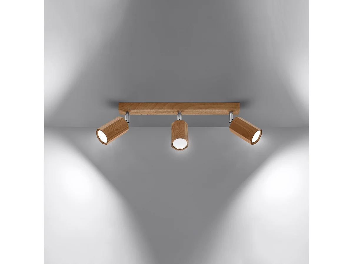 Plafonniers Xenor scandinave en bois - 3 sources lumineuses 3000K - L.45 x H.20 cm - chêne