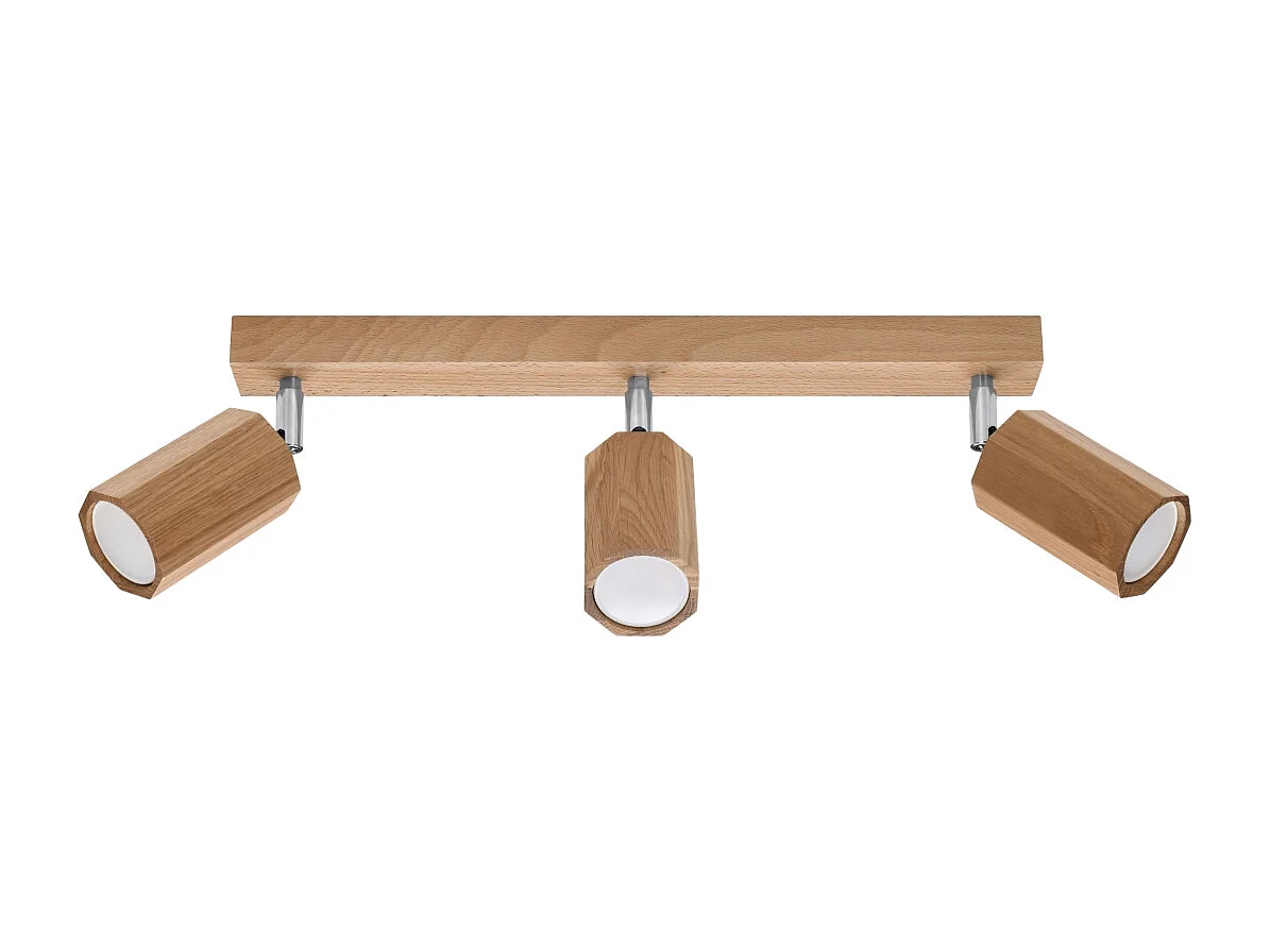 Plafonniers Xenor scandinave en bois - 3 sources lumineuses 3000K - L.45 x H.20 cm - chêne